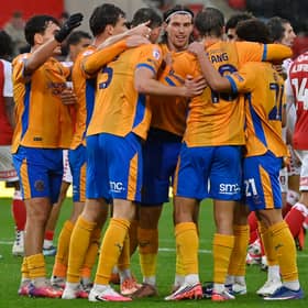 Shrewsbury Town celebrate going ahead at Rotherham United
