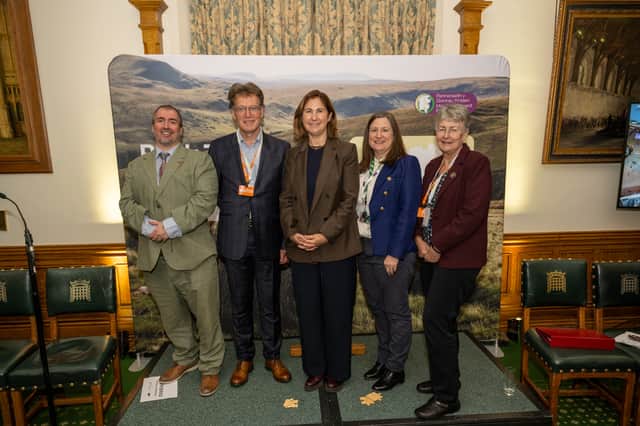 Steve Witheden MP, Jake Berriman, leader Powys County Council, Anna McMorrin, under-secretary of state for Wales, Julia Buckley MP and Heather Kidd, leader Shropshire Council