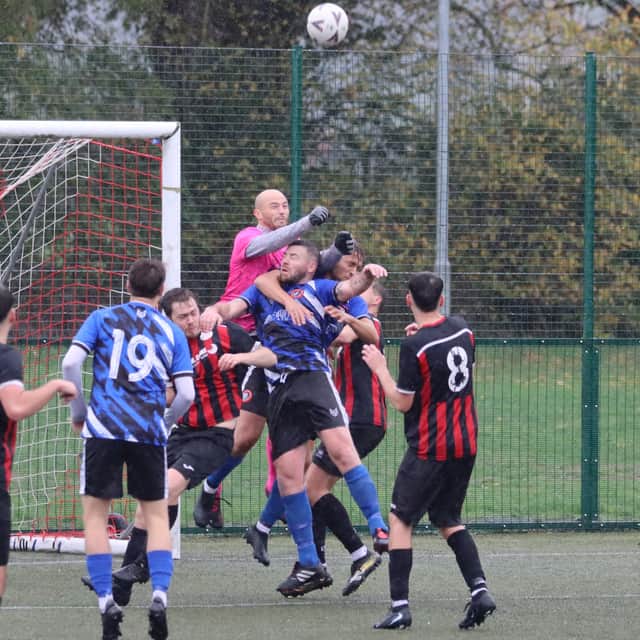Action from Ludlow Town Reserves' 6-4 victory over Bishop's Castle Town Picture: Graham Gould