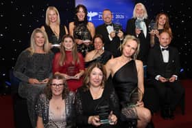 All the winners on stage at the Powys Business Awards 2026