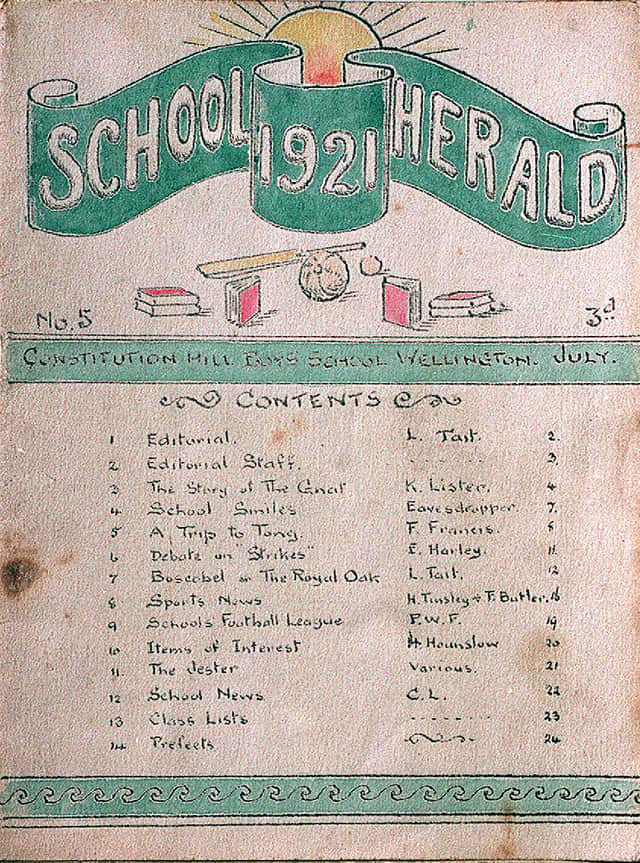 The School Herald, the school’s magazine, in 1921.