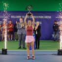 Hannah Klugman lifts the trophy after being crowned Lexus Wrexham Open champion