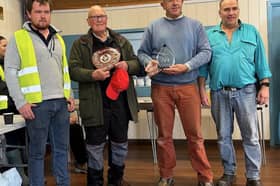 The prize winners from left to right Harri Bird club chair, Nigel Davies, Simon Orrells and Andrew Ritchie.