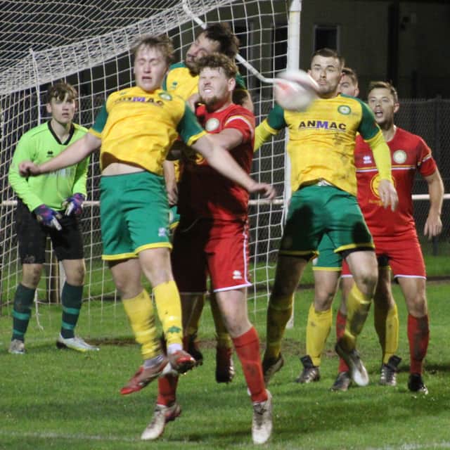 Goalmouth action as Radnor Valley went on to win 3-0