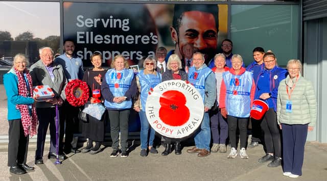 Fundraising volunteers ready for action at Tesco’s Ellesmere store.