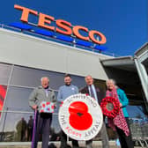 The oldest volunteer, Michael Judge, 93, with store manager Jordan Brown, poppy appeal organiser Caroline Ford and Legion branch chairman Bob McBride.