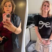 Hayley Bagley, before and after her weight loss journey.