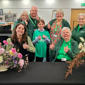 Thumbs up from Maryanne Lineker-Mobberley (seated left) from Halls The Auction House with Shrewsbury Macmillan Fundraising Group supporters.