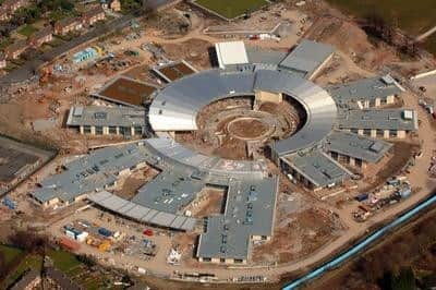 An aerial shot of the school nearing completion in April 2006.