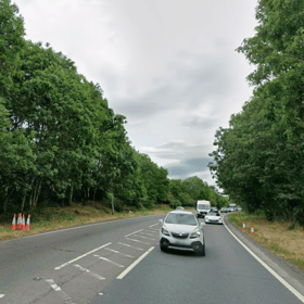 A stretch of the A5 north of Oswestry heading towards Gobowen 