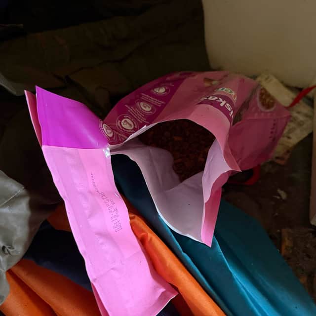 The large bag of food found in the flat
