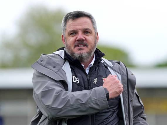 Barnet head coach Dean Brennan celebrates