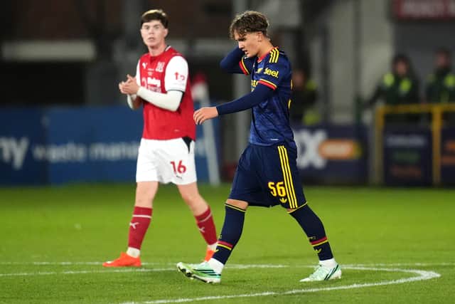 Max Dowman was sent off late in Arsenal’s shock defeat (Nick Potts/PA)