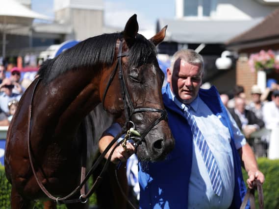Constitution River and Ryan Moore after winning the Eclipse at Sandown