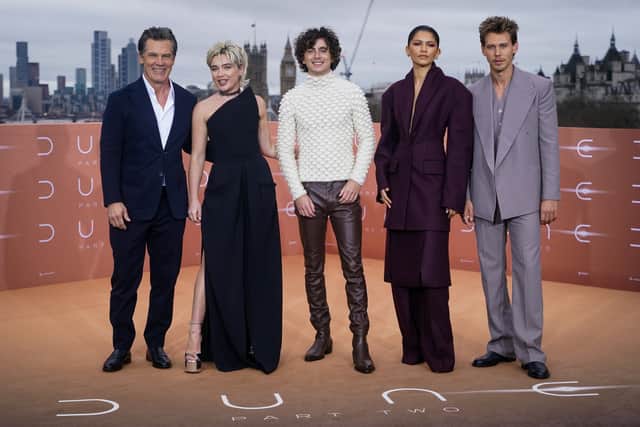 (Left to right) Josh Brolin, Florence Pugh, Timothee Chalamet, Zendaya and Austin Butler attending a photo call for Dune: Part Two (Yui Mok/PA)