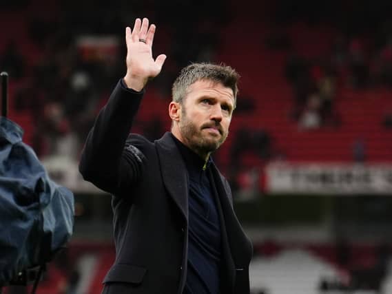 Michael Carrick acknowledges Manchester United fans after the loss to Bournemouth