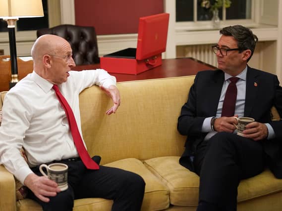 Prime Minister Andy Burnham (right) with Chancellor of the Exchequer John Healey