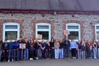 Pupils, parents and friends of Gladestry Church in Wales primary school protest against its closure. From Facebook.
