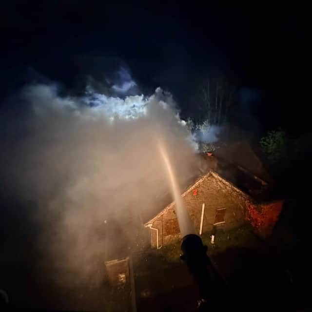 The blaze last night (Tweedale Fire Station)
