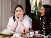Sharon Rooney and Maya Jama sit at a table