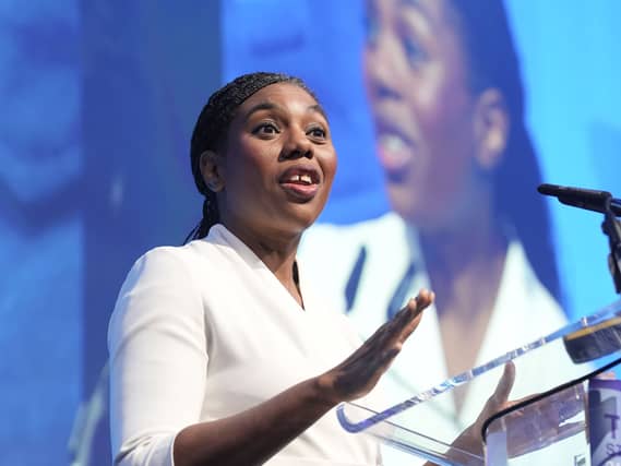 Kemi Badenoch delivering a speech