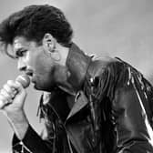 George Michael performs at Wembley Stadium