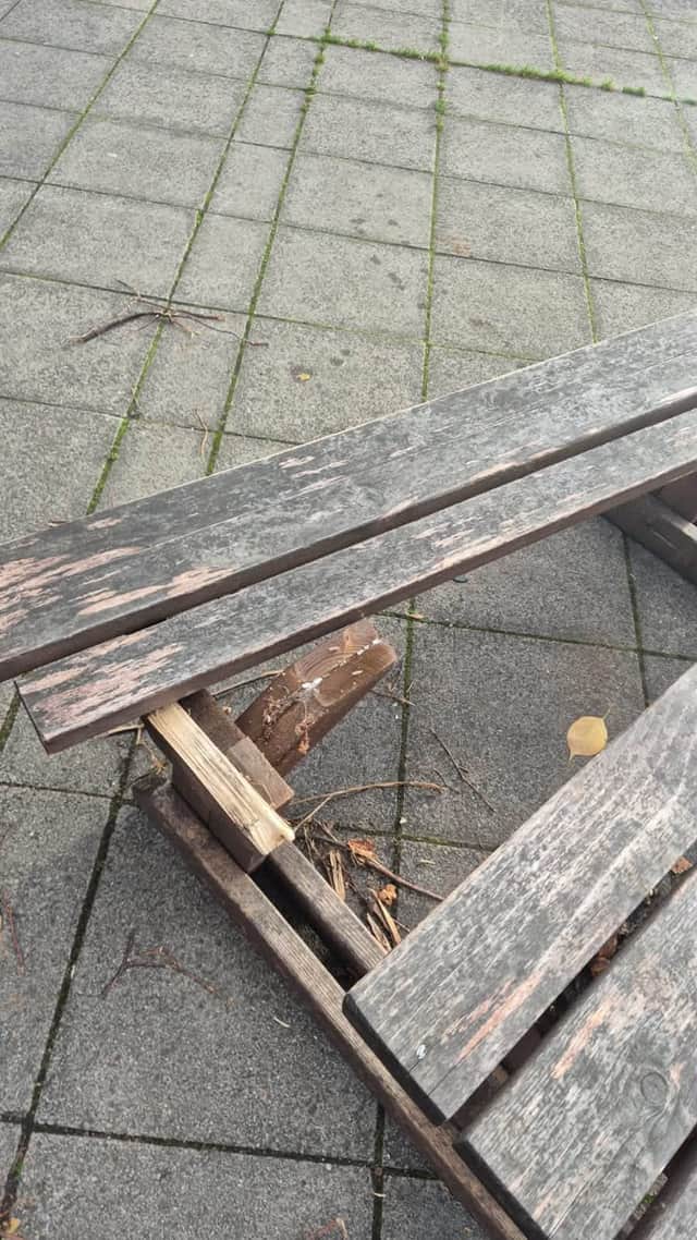 Benches have been damaged
