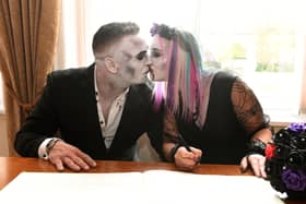 PICTURE FROM THE ARCHIVE: Lovebirds Angela Lloyd and Wayne Boycott gave their big day a spine-chilling twist when they tied the knot in full fancy dress on Halloween. The Burntwood couple traded traditional wedding attire for ghoulish makeup and macabre outfits as they signed the register back on October 31, 2017. Friends and family also got into the spooky spirit, joining the bride and groom in full costume for the hauntingly unique ceremony.