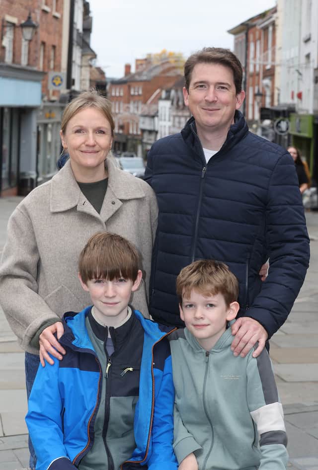 The Richardson family from Bowbrook, Shrewsbury - mum Liz, dad Aidan and boys Jamie (front left) and Marcus