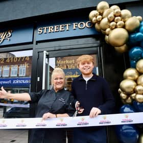 Urey's Street Food owner Norma Urey with Cllr Ollie Vickers at the opening of the new takeaway in Oakengates