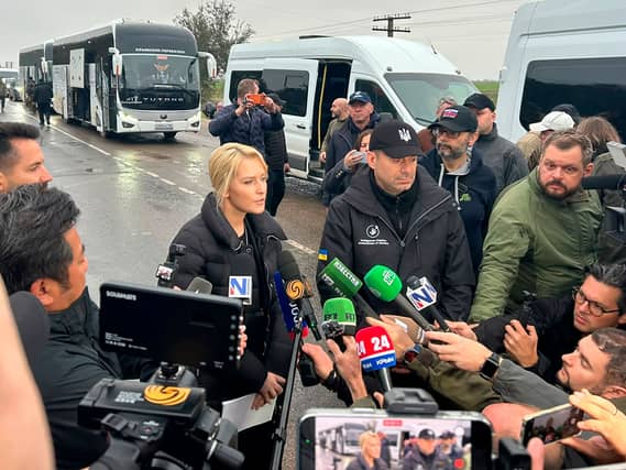 Officials talk to media about the evacuation