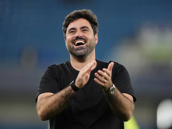 Swansea City manager Vitor Matos celebrates