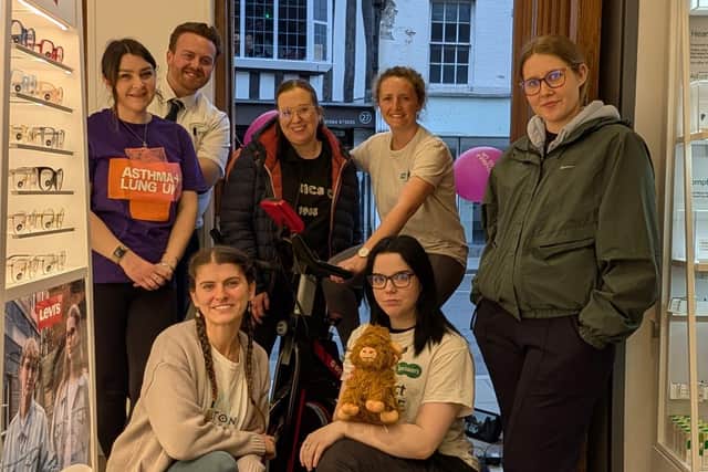 The team who took on the cycling challenge