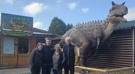 Joint owner Will Dorrell and his wife Becky Dorrell, who lead Hoo Zoo and Dinosaur World, pictured with founders Carolyn and Edward Dorrell as the family-run business celebrates its 35th anniversary