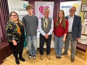 From left: Karen Hayward (Shrewsbury College), George (RYLA), Rotarian Johnathan Callwood, Eleri (RYLA) and Rotarian John Yeomans.