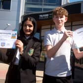 (L-R) Year 9 pupils Safia Shukaari and Maks Medej took part in the pilot at Telford College.