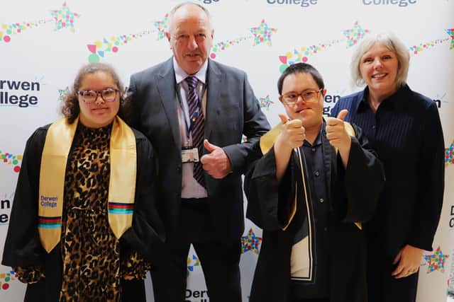 Chair of governors Jamie Ward and Principal Meryl Green enjoy celebrating student successes like Graduation