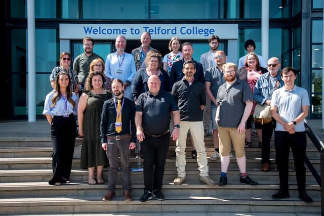Representatives from businesses across Shropshire's creative and media sector come together for the launch of Telford College's new Creative Employer Skills Hub
