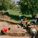 Students at the dig