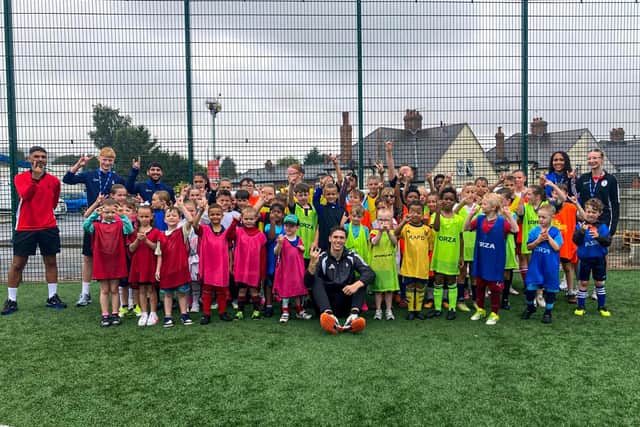 AFC Telford defender Oliver Cawthorne at the Summer Soccer School.