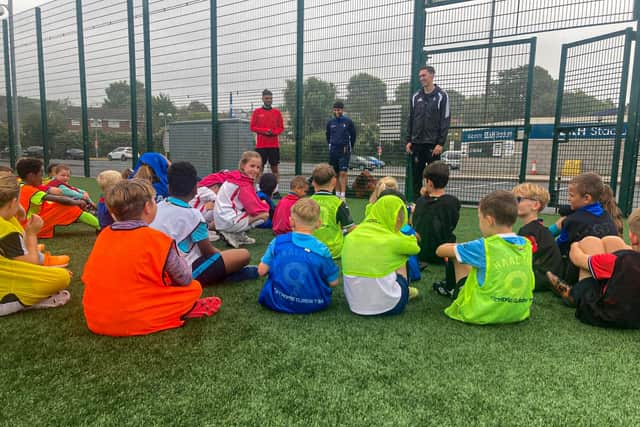 AFC Telford defender Oliver Cawthorne at the Summer Soccer School.