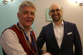 President Johnathan Callwood inducts Aidan France into Shrewsbury Severn Rotary Club