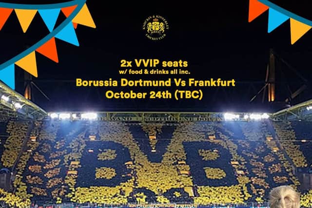 Details of the trip to Borussia Dortmund on offer in the Knockin & Kinnerley Cricket Club auction