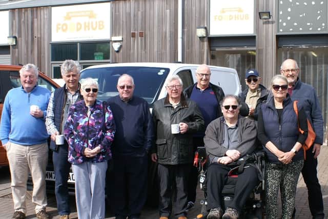 Marcus Watkin in his wheelchair at a recent Rotary visit to Shrewsbury Food Hub