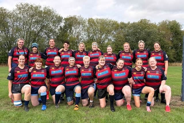 The Shrewsbury Reds posing before taking to the pitch and winning 22-20