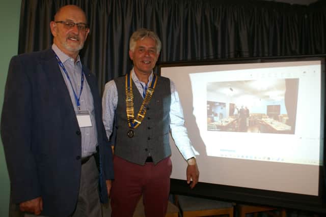 Shrewsbury Severn Rotary Club president Johnathan Callwood (right) congratulates Rotarian John Yeomans on his appointment as secretary