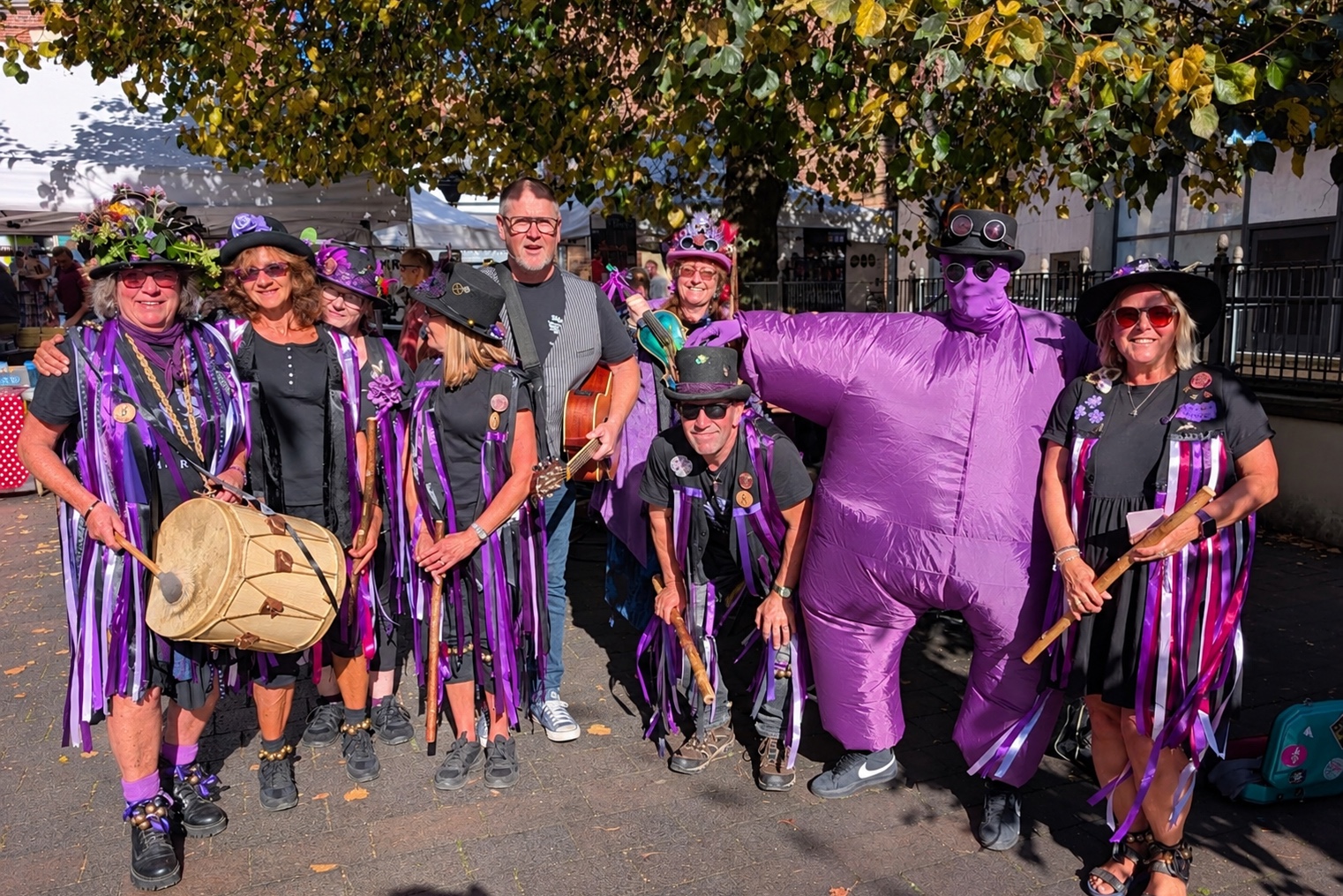 Border Morris dancers bring purple blackberry to Whitchurch fair