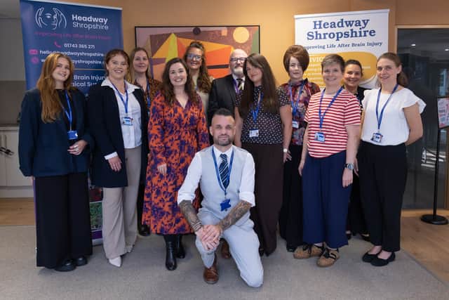 The Headway Shropshire team gather at the newly refurbished Headway Hub in Shrewsbury to celebrate the charity's official grand reopening