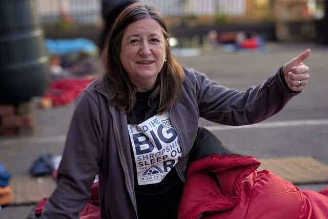 Shrewsbury MP Julia Buckley takes part in the Big Shropshire Sleep Out