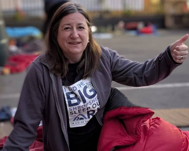 Shrewsbury MP Julia Buckley takes part in the Big Shropshire Sleep Out